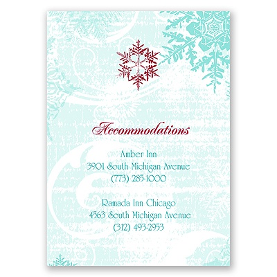 Snowflakes and Swirls - Aqua - Accommodations Card
