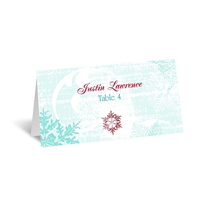 Snowflakes and Swirls - Aqua - Escort Card