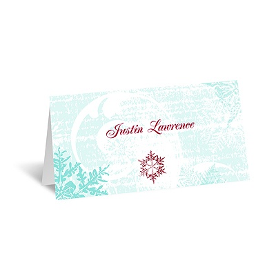 Snowflakes and Swirls - Aqua - Place Card
