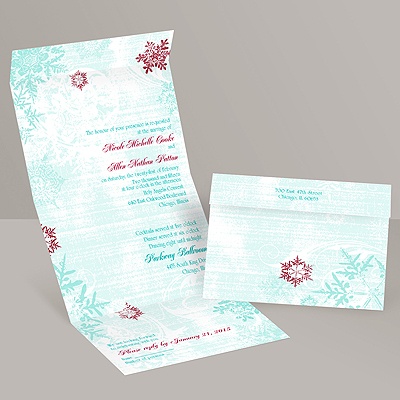 Snowflakes and Swirls - Aqua - Seal and Send Invitation