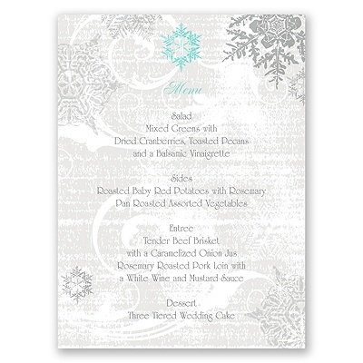 Snowflakes and Swirls - Pewter - Menu Card