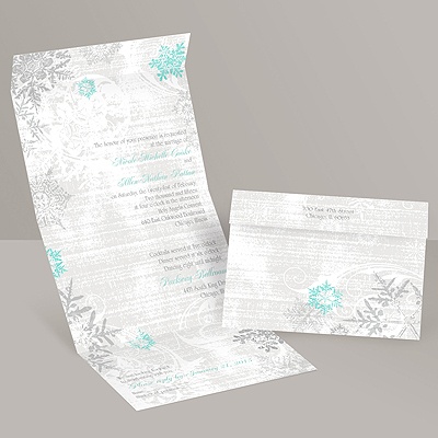 Snowflakes and Swirls - Pewter - Seal and Send Invitation