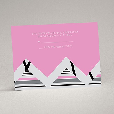 Extremely Chevron - Bubble Gum - Response Card and Envelope