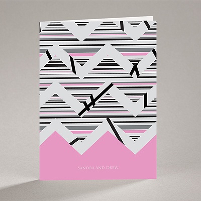 Extremely Chevron - Bubble Gum - Note Card and Envelope