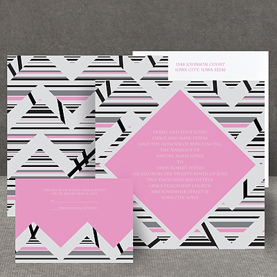 Extremely Chevron - Bubble Gum - Invitation
