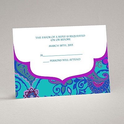 Exotic Flair - Peacock - Response Card and Envelope