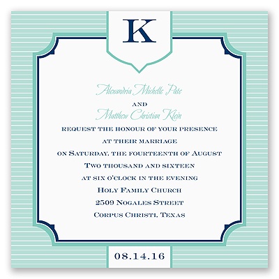 Pinstripe Monogram - Invitation