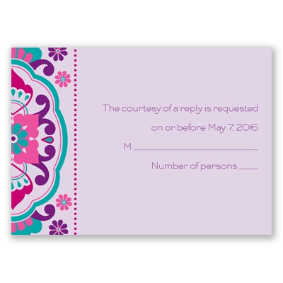 Moroccan Beauty - Fuchsia - Response Card and Envelope