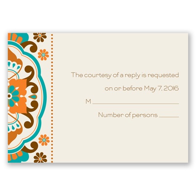 Moroccan Beauty - Peacock - Response Card and Envelope