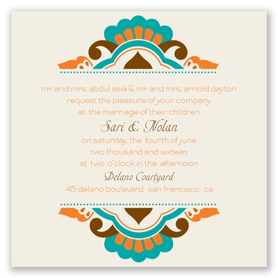 Moroccan Beauty - Peacock - Invitation