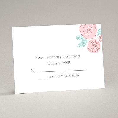 Romantic Posies - Aqua -Response Card and Envelope