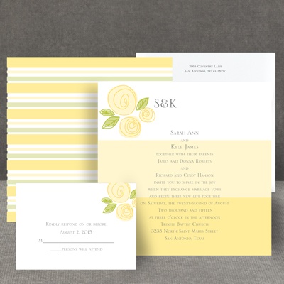 Romantic Posies - Canary - Invitation