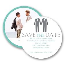 Patterned Tuxes - Save the Date Card
