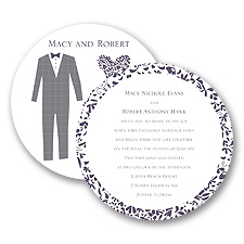 Patterned Tux and Dress - Invitation