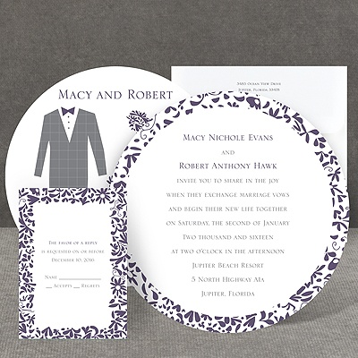 Patterned Tux and Dress - Invitation