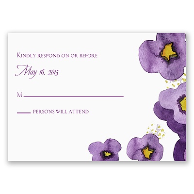 Watercolor Pansies - Response Card and Envelope