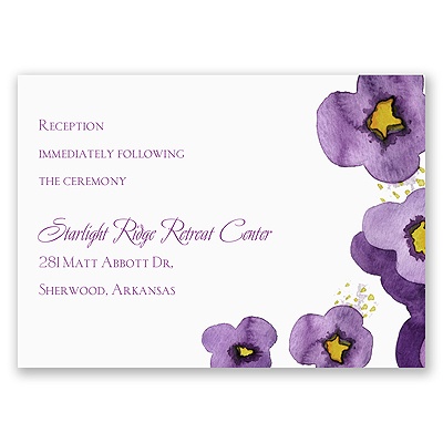 Watercolor Pansies - Reception Card