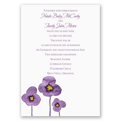 Watercolor Pansies - Invitation