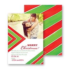Chevron Season - Cherry - Photo Holiday Card