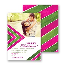 Chevron Season - Raspberry - Photo Holiday Card