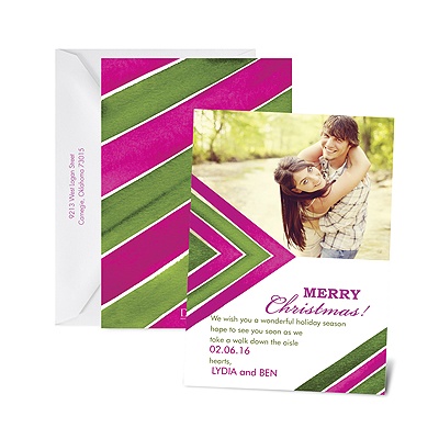 Chevron Season - Raspberry - Photo Holiday Card
