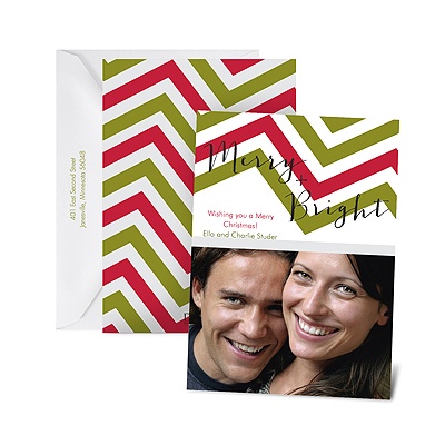 Cheery Chevron - Photo Holiday Card
