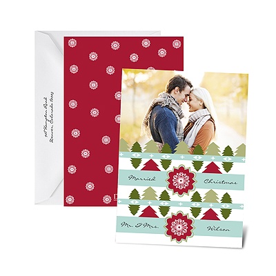 Cozy Pattern - Barn Red - Photo Holiday Card