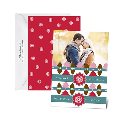 Cozy Pattern - Cherry - Photo Holiday Card