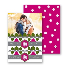 Cozy Pattern - Raspberry - Photo Holiday Card