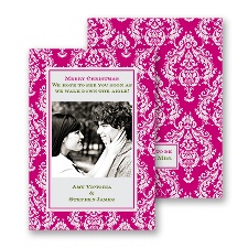 Damask Wishes - Photo Holiday Card