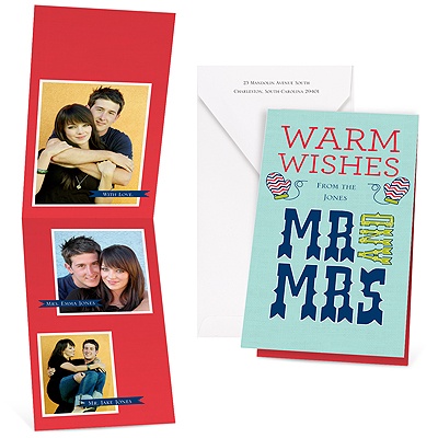 Warm Wishes - Aqua - Photo Holiday Card