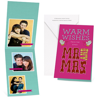 Warm Wishes - Raspberry - Photo Holiday Card