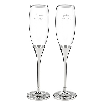 Rhinestone Toasting Flutes