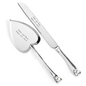 Silver Heart-Handled Knife and Server Set