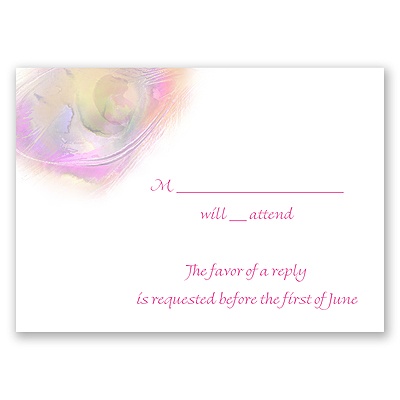 Watercolor Peacock - Champagne - Response Card and Envelope
