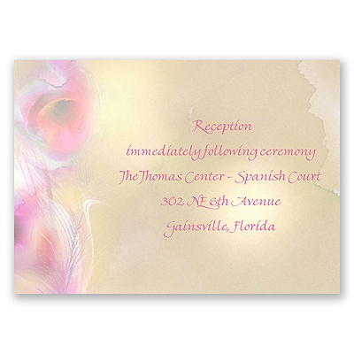 Watercolor Peacock - Champagne - Reception Card