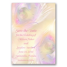 Watercolor Peacock - Champagne - Save the Date Magnet