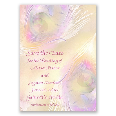 Watercolor Peacock - Champagne - Save the Date Magnet