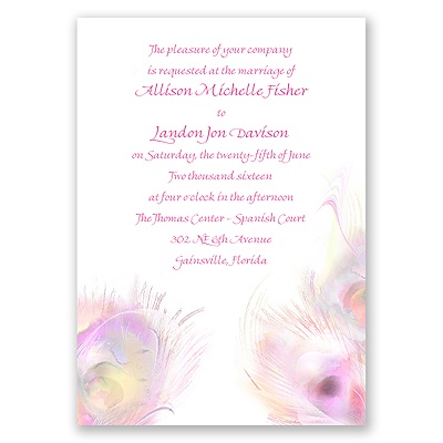 Watercolor Peacock - Champagne - Invitation
