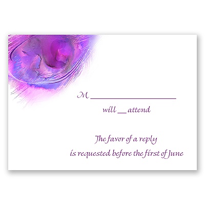 Watercolor Peacock - Grapevine - Response Card and Envelope