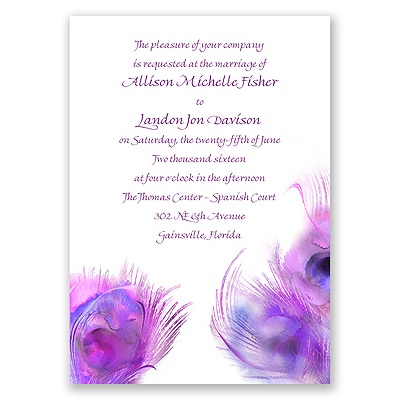 Watercolor Peacock - Grapevine - Invitation