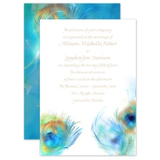 Watercolor Peacock - Palm - Invitation