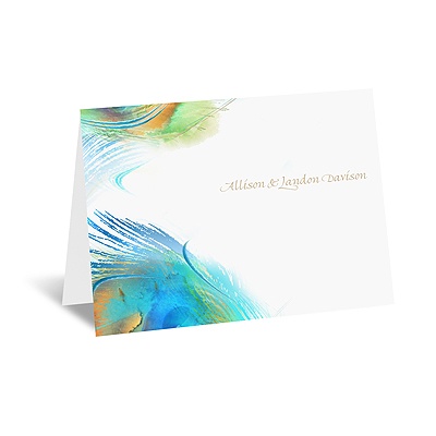 Watercolor Peacock - Palm - Note Card and Envelope