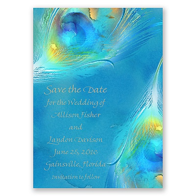 Watercolor Peacock - Palm - Save the Date Magnet