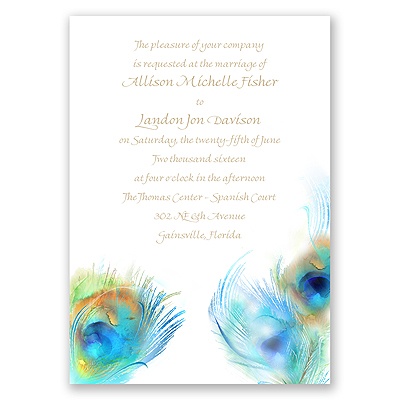 Watercolor Peacock - Palm - Invitation