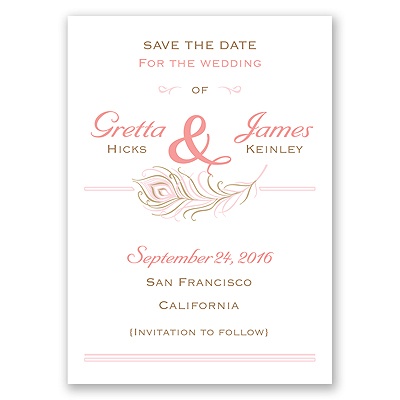 Posh Peacock - Melon - Save the Date Card