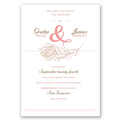Posh Peacock - Melon - Invitation