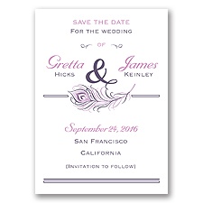 Posh Peacock - Raisin - Save the Date Card