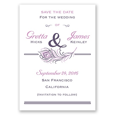 Posh Peacock - Raisin - Save the Date Card