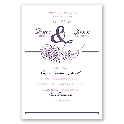 Posh Peacock - Raisin - Invitation
